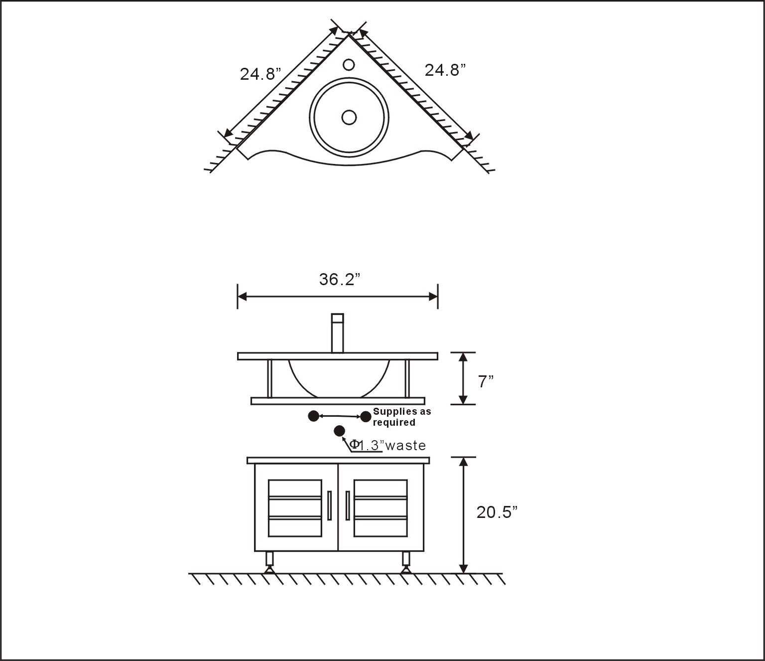 corner bathroom vanity dimensions